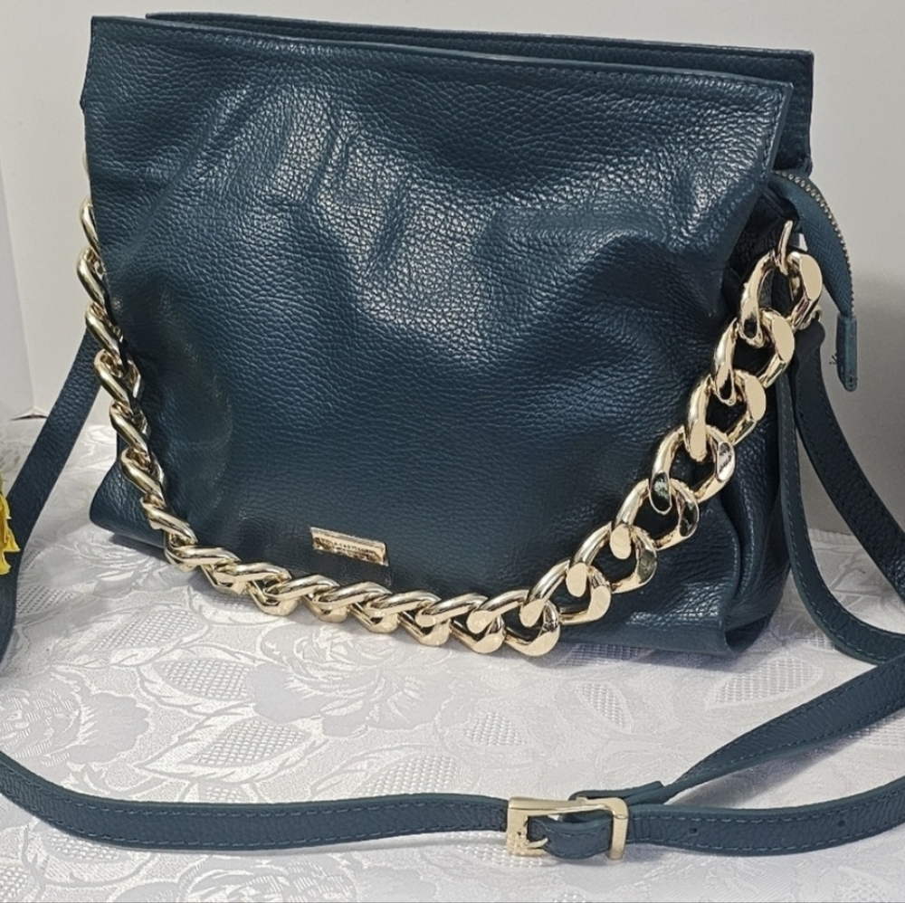 Viola Castellani Teal Satchel Two Way Carry Made in Italy - Picture 8 of 12